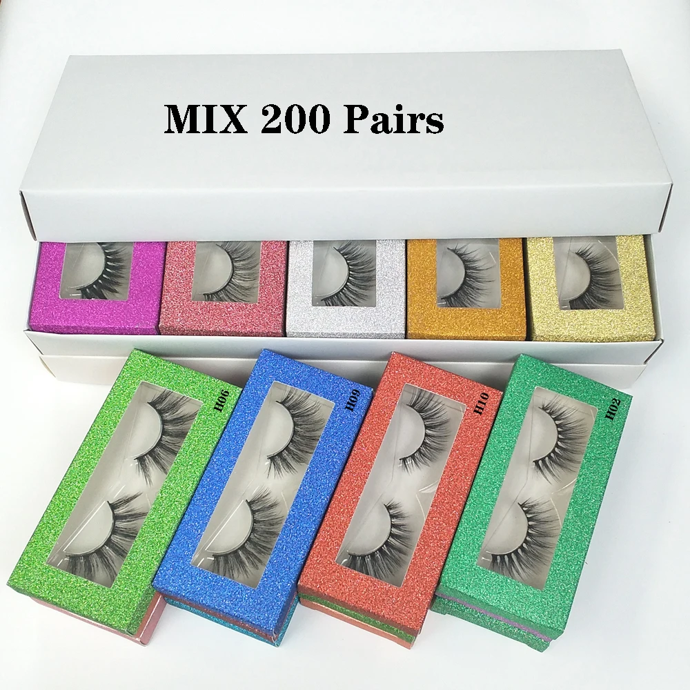 

Mink Lashes Wholesale 30/50/100/200 Pairs Natural False Eyelashes Hand Made Makeup Eye Lashes 3D Mink Eyelashes In Bulk