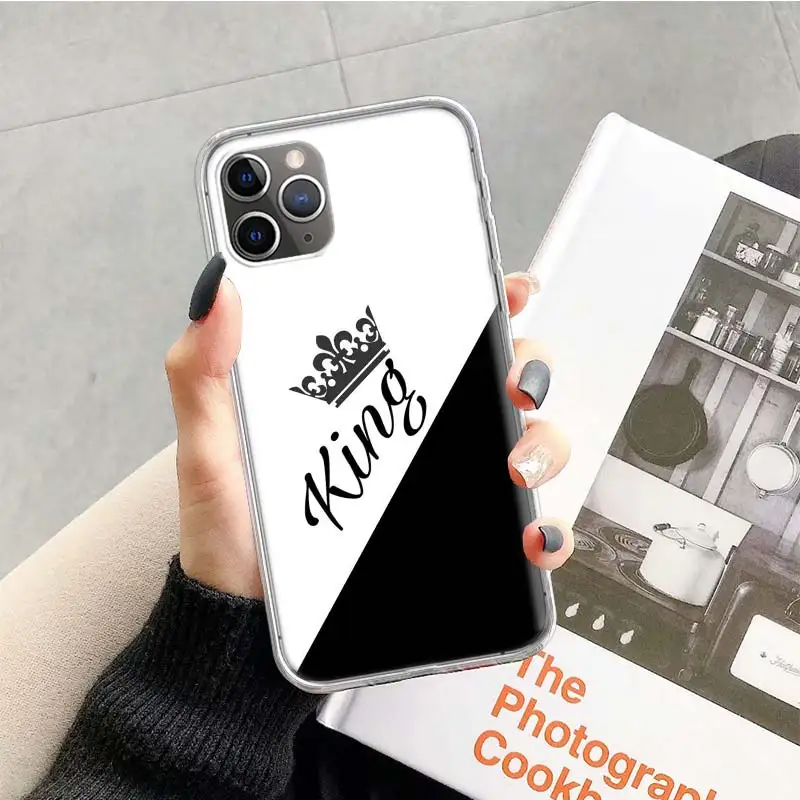 Чехол для влюбленных King queen для Apple iphone 11 Pro XS Max XR X 7 8 6 6S Plus 5 5S SE 10 десять подарочных силиконовых чехлов для телефона