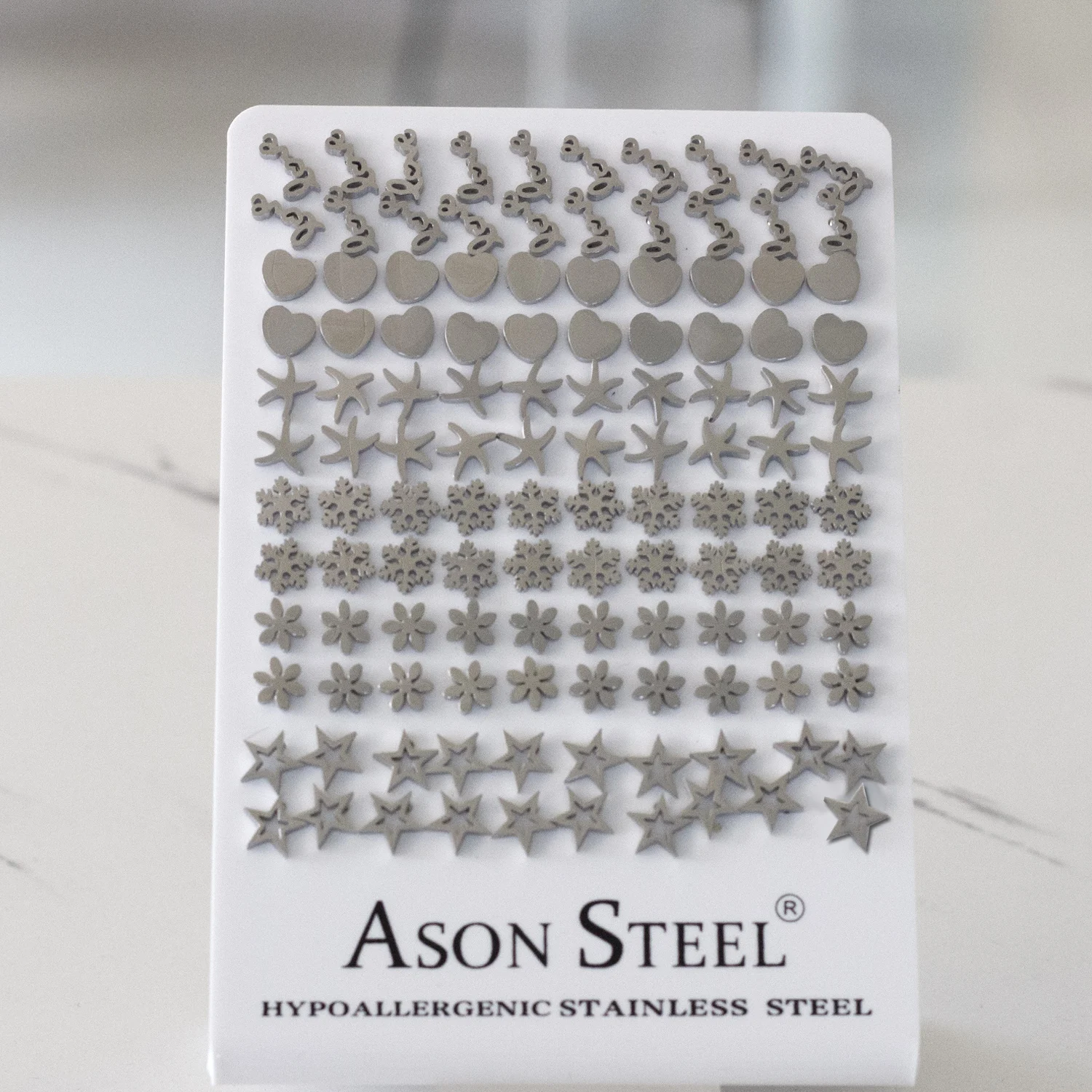 Серьги-гвоздики ASONSTEEL для женщин/девушек 60 пар/лот различных форм нержавеющая
