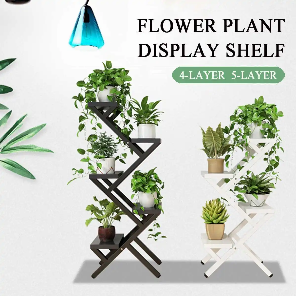 

4/5 layers Z shape Household Wrought Iron Multi-layer Plant stand Fence Rack Balcony Indoor Garden Flower Pot Shelf