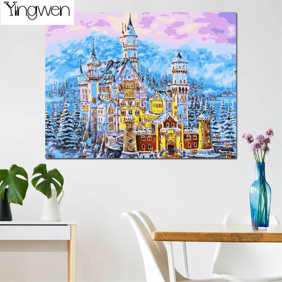 

5D DIY Full Diamond Painting Castle Snow Landscape Full Diamond Embroidery Rhinestone Home Decor Mosaic Cross Stitch Kit Picture