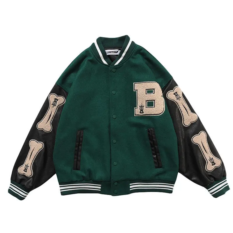 

Winter harajuku temperament European and American hip-hop print baseball uniform women street loose coat stitching jacket