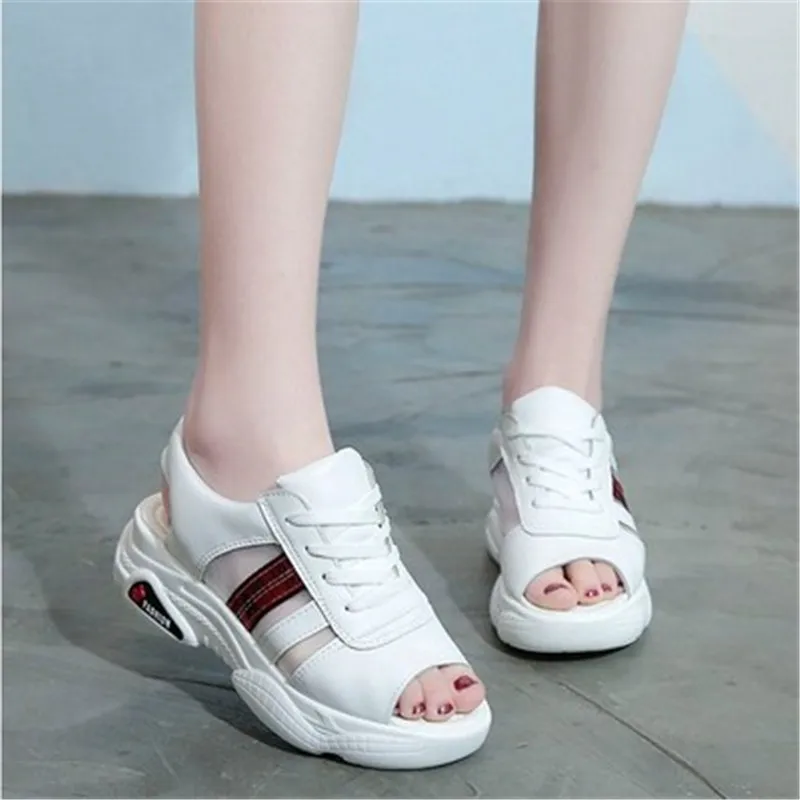 

2021 Sport Flat Sandals Women Summer Breathable Mesh Sneakers Light Weight Flat Shoes Slip on Socks Sandals A400 Wedges Rome PU