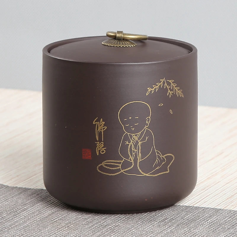 Банка для хранения чая из фиолетовой глины Yixing ручная роспись печать аксессуары