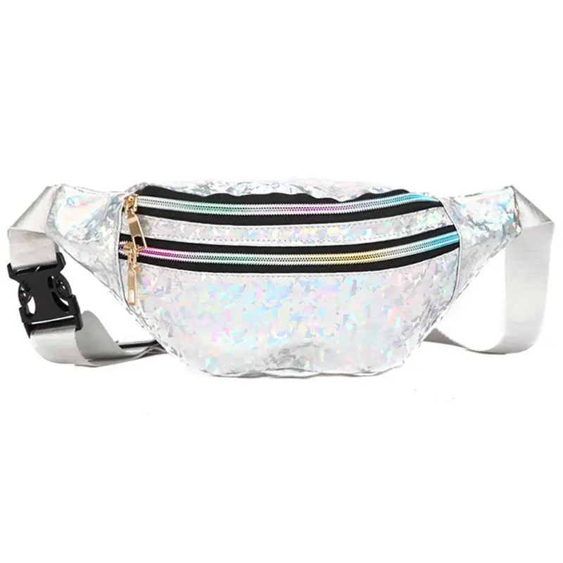 

Женская Блестящая поясная сумка с блестками, прочная нагрудная сумка на молнии с регулируемым ремнем, сумка через плечо