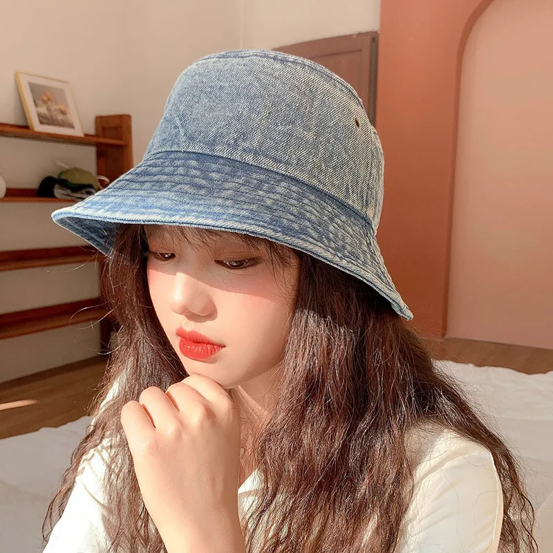 Панама джинсовая унисекс винтажная шляпа в стиле хип-хоп с эффектом потертости