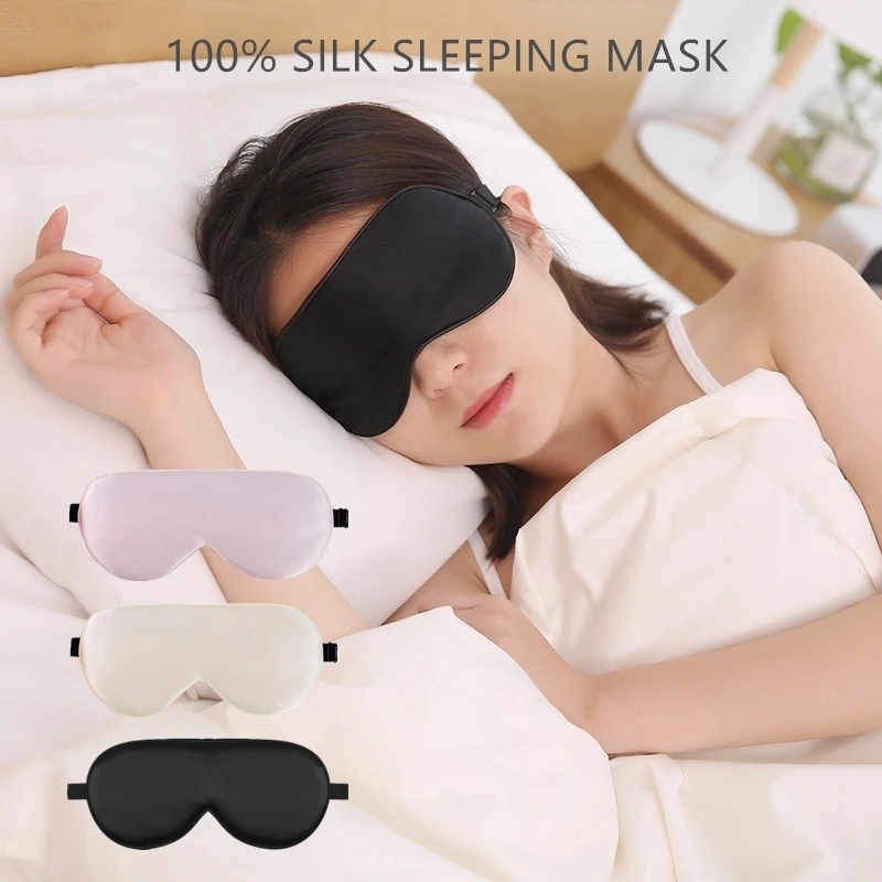 

100% Mulberry Silk Sleeping Mask Block Out Light with Elastic Strap 19mm Soft Eye Cover Eyeshade for Night Sleeping Travel Trip