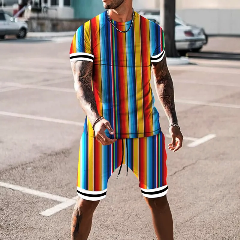 Костюм спортивный мужской из 2 предметов футболка и шорты большой размер уличная