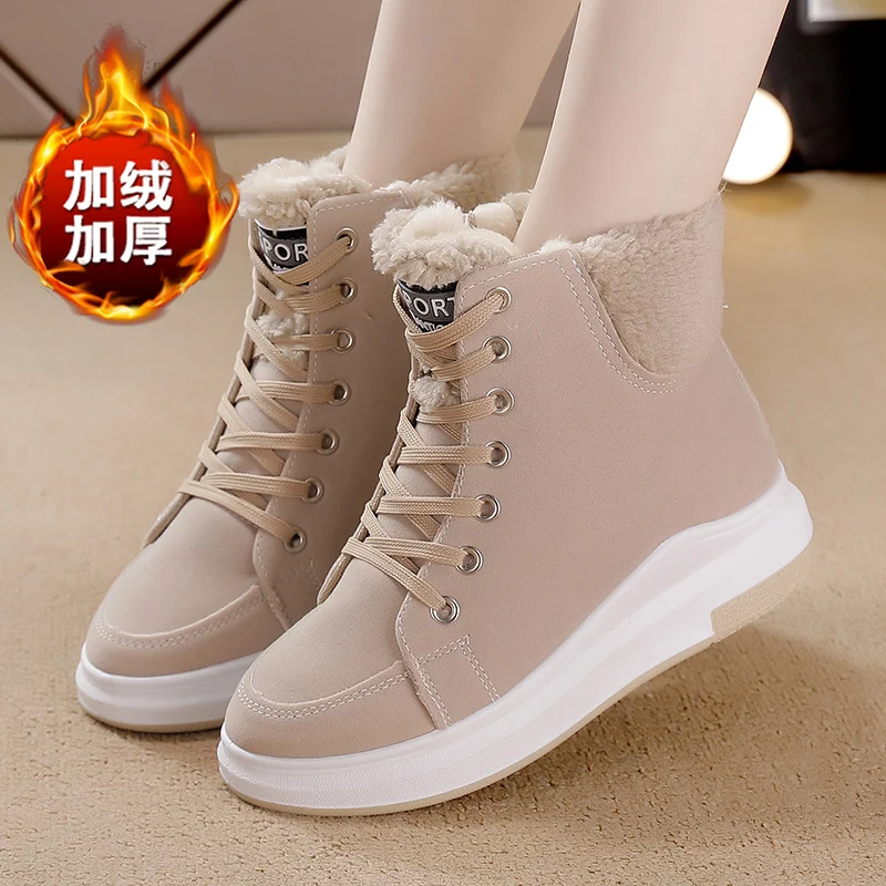 

Женские зимние ботинки сапоги Duantong, теплая женская обувь на плоской подошве с кружевом, Лидер продаж 2021