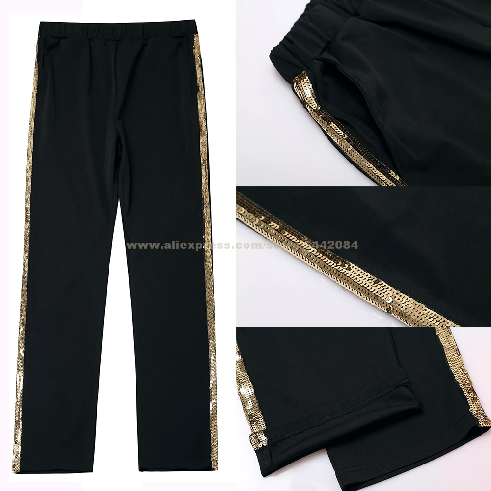 MJ джинсовые брюки Майкла Джексона Билли золотые повседневные полосатые для