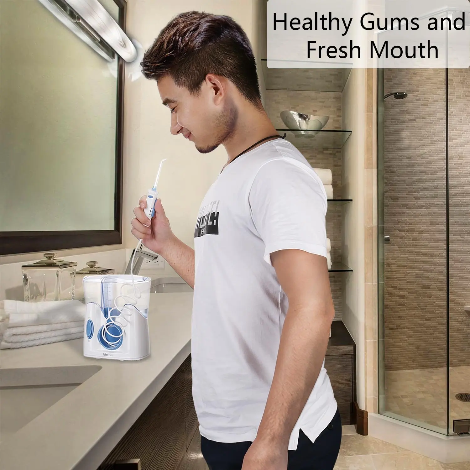 

Oral Irrigator 800ml Water Flosser Home Use Dental Water Flosser for Teeth Cleaning With 12 Multifunctional Tips Oral Care Tool