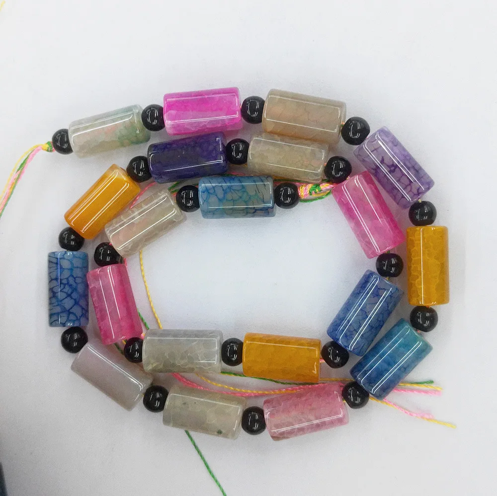 

8x16mm Natural Semi-precious Stone Color Agate Beads Crack Cylindrical Agate Beads Jewelry DIY Bracelet Necklace Accessories