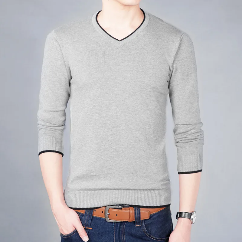 Осень 2020 повседневный мужской свитер приталенный трикотажный в полоску с