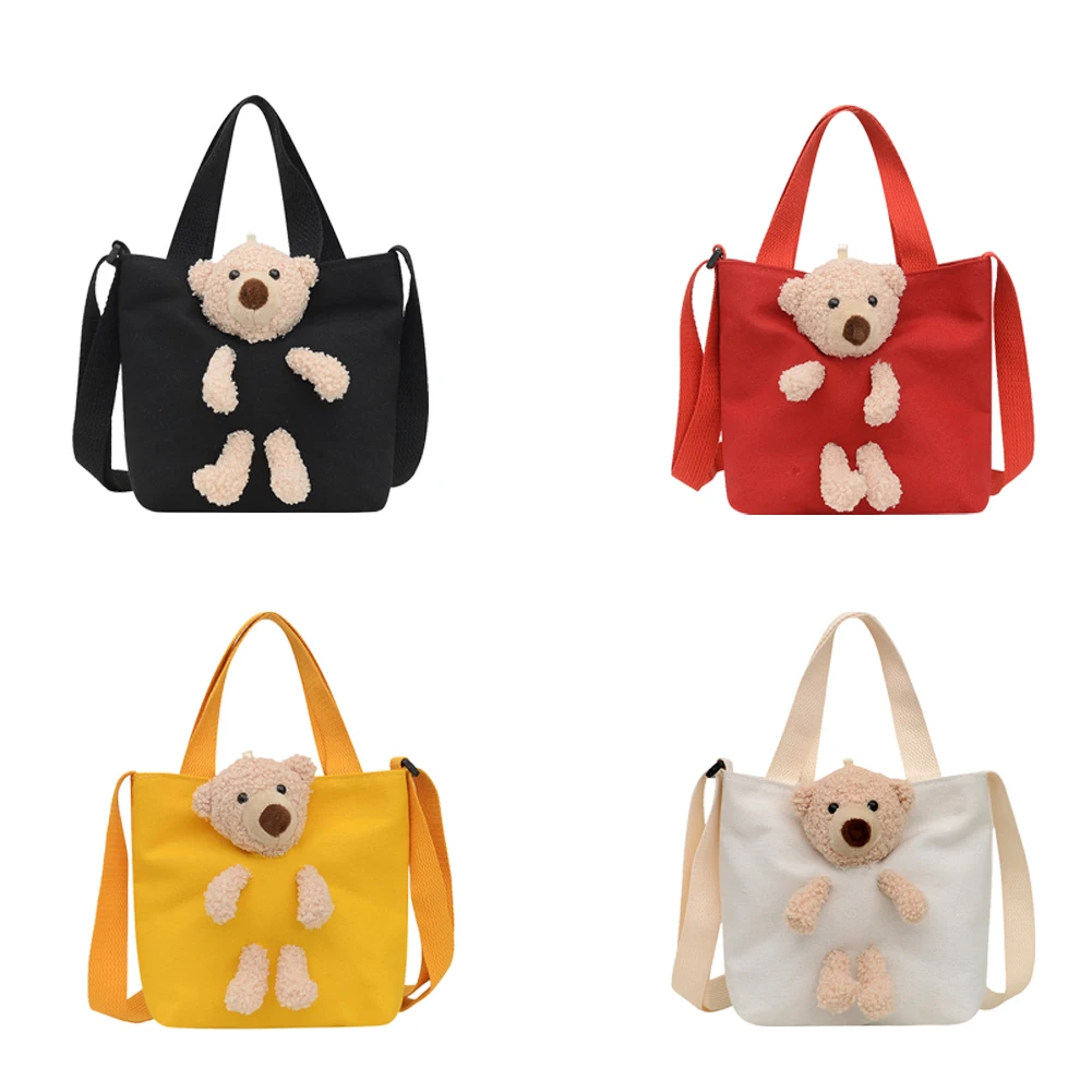 Детская сумка через плечо с милым медведем детская повседневная Холщовая Сумка