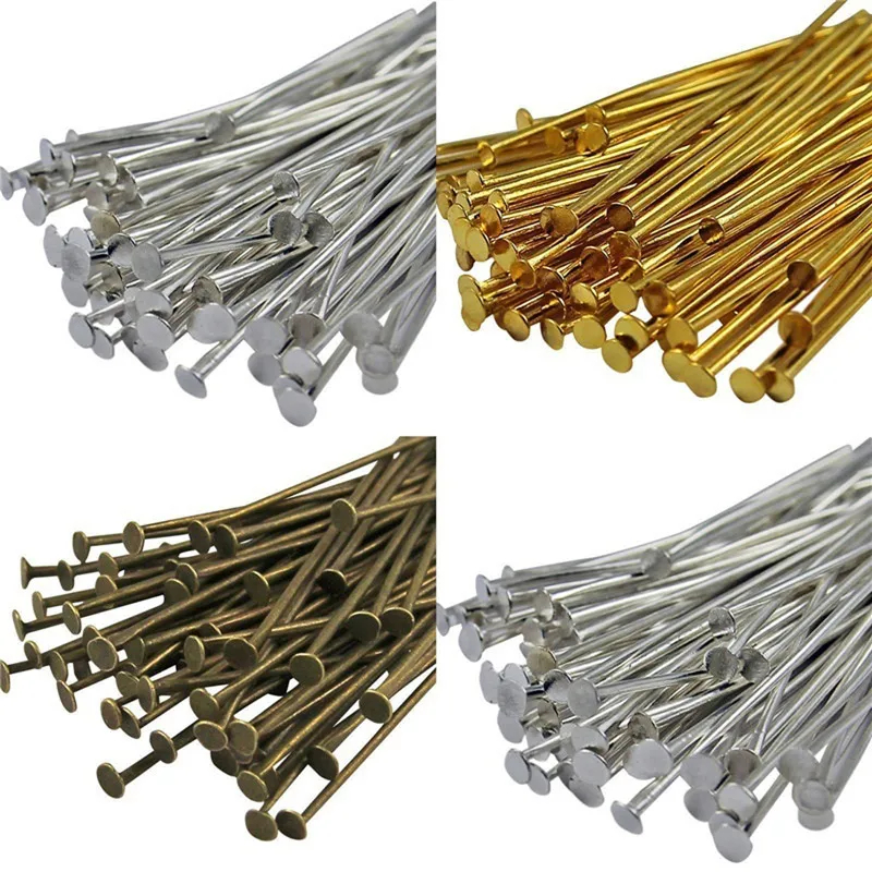 

100 шт., металлические шпильки для бусин, длина 15, 20, 30, 45, 50 мм