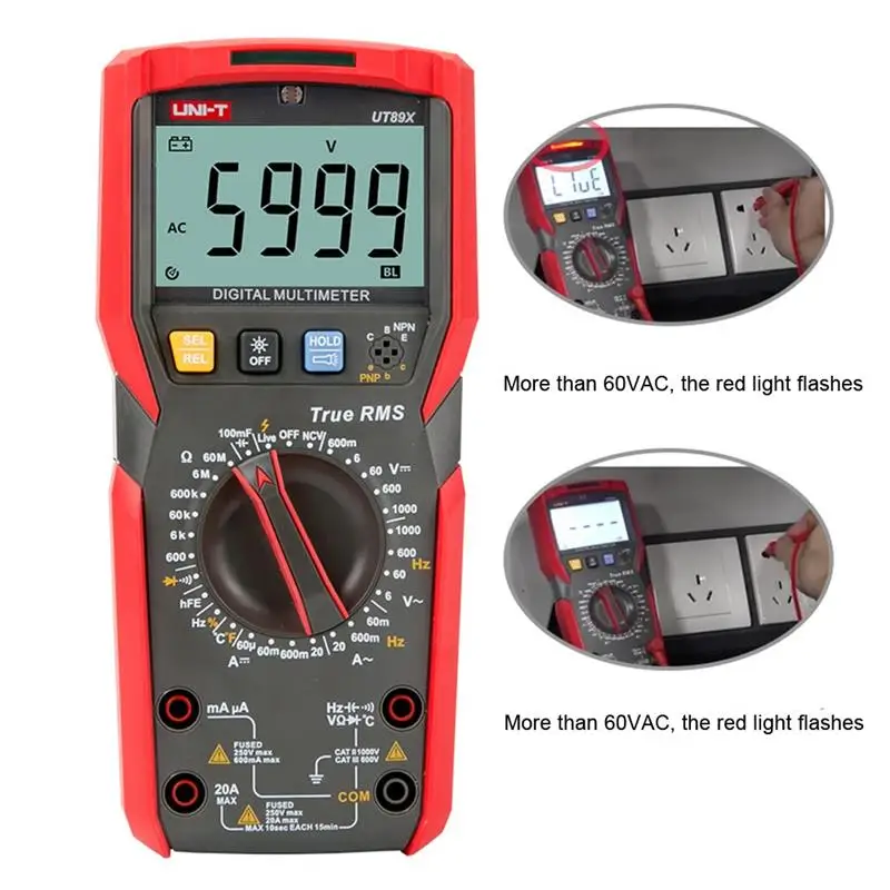 

UT89XE Digital Multimeter Tester 20000 Counts True RMS AC/DC Voltage Current Temperature Meter Electrical Instruments​