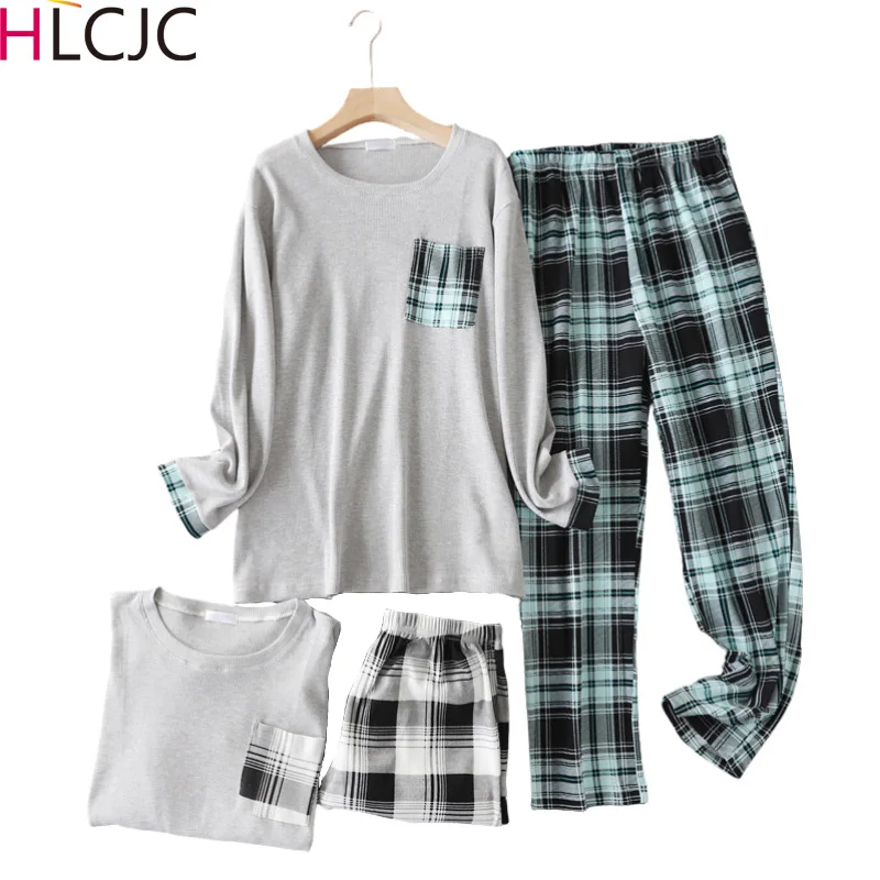 Мужские Простые брюки в клетку с длинным рукавом|Мужские пижамные комплекты| |