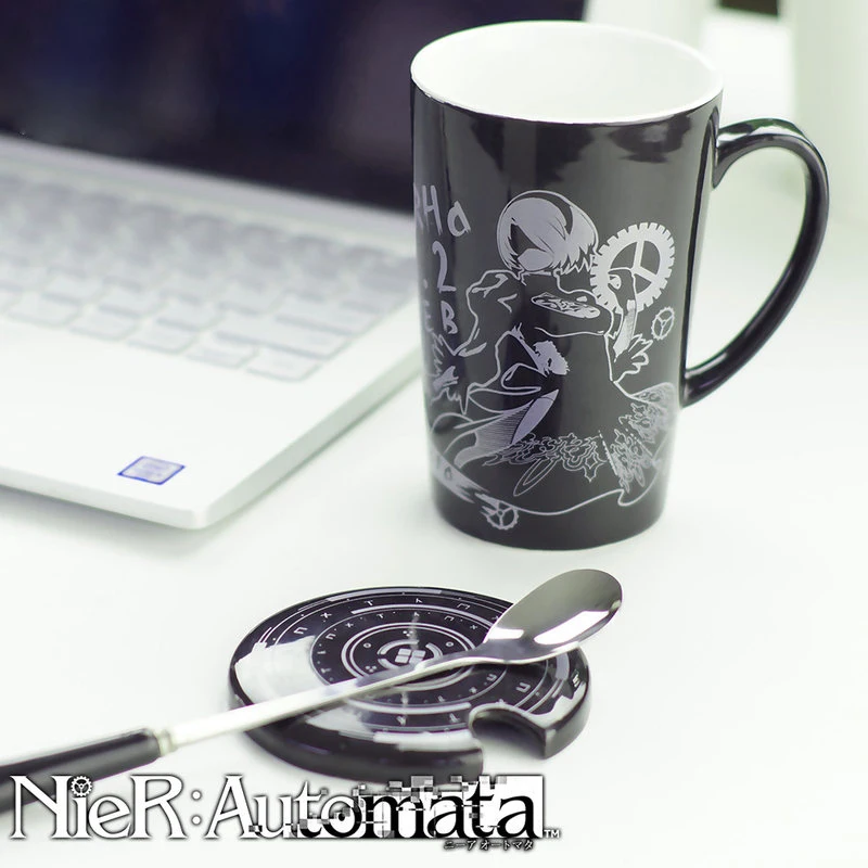 Аниме NieR: Automata 2 Тип B Косплей чашка для воды Повседневная керамическая кофейная кружка чашка+ ложка+ крышка чашки Мужская и женская коллекция Рождественский подарок