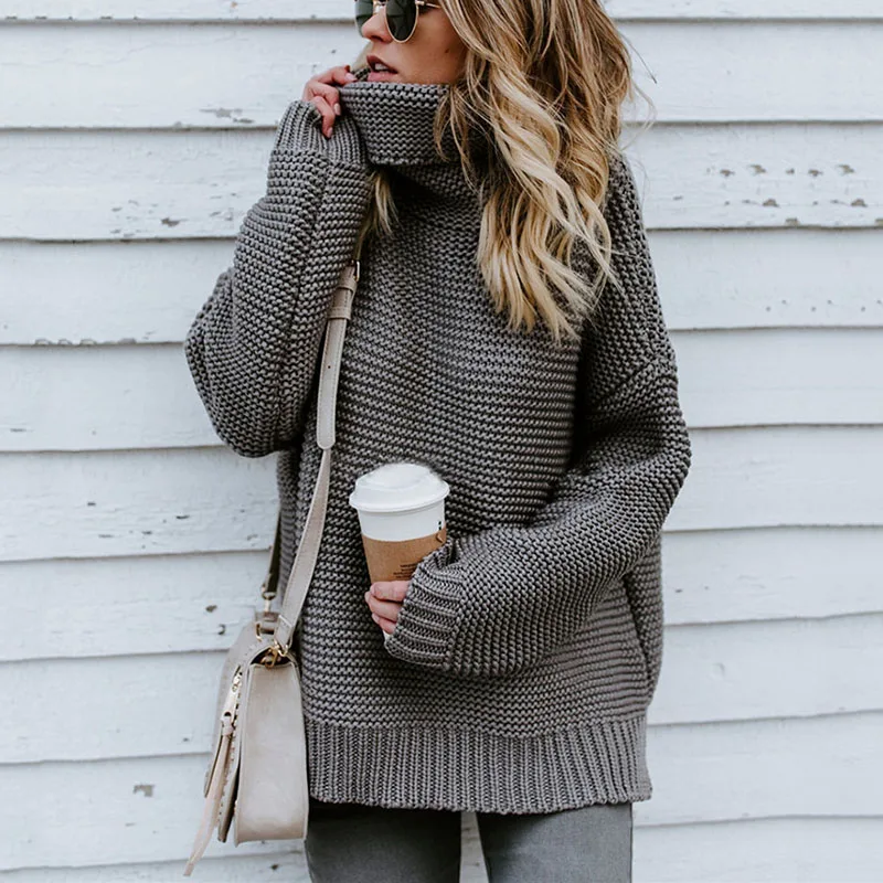 

Autumn Winter Oversized Sweaters Women Black Turtleneck Long Sleeve Streetwear Pullover Wide Jumpers Harajuku Fashion Femme Top