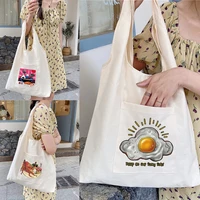 womens shopper shopping bags female canvas commuter school vest bag cotton cloth fabric grocery handbags reuseable tote bag