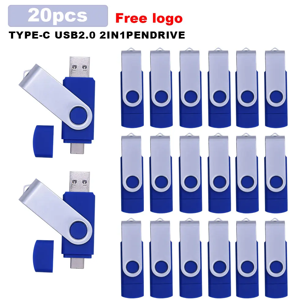 

20pcs/lot USB 2.0 Type C usb Pen Drive 32GB Customize logo USB Flash Drive 64GB 128GB 16GB 8GB High Speed Pendrive For wedding