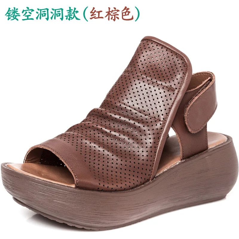 

Summer new thick sandals British casual versatile soft women's shoes muffin slope heel Roman shoes