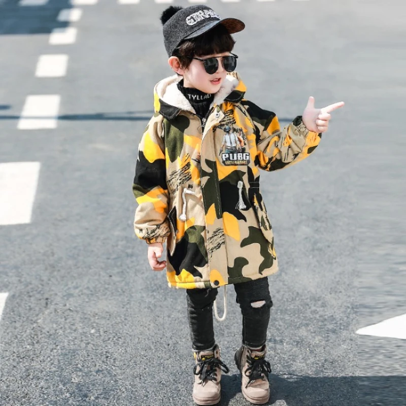 Одежда с капюшоном для маленьких мальчиков зимние детские теплые меховые куртки