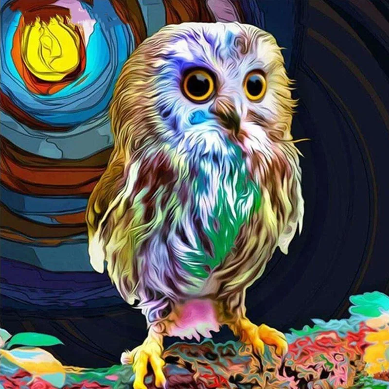 Набор для рисования с круглыми камнями и полотном картина совой вышивка крестом