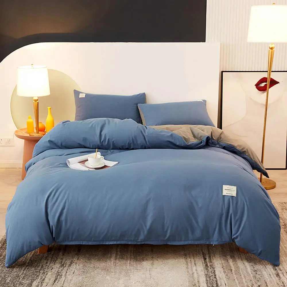 

Papa&Mima Grey Blue Japanese Solid Polyester Fabric Bedlinens Twin Queen King Size Sheet Bedding Set Duvet Cover Pillowcases