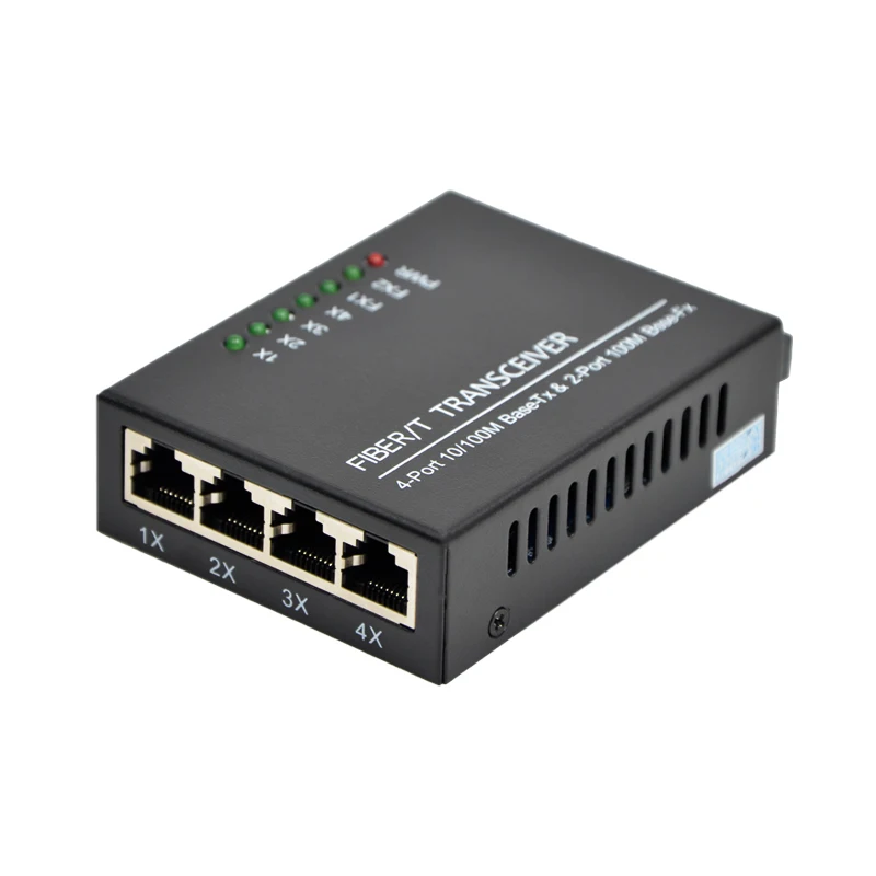

10/100M Mini 2 Fiber & 4 RJ45 Ethernet switch Convert 20KM Fiber Optical Media Converter Single Mode Fiber Optical Transceiver