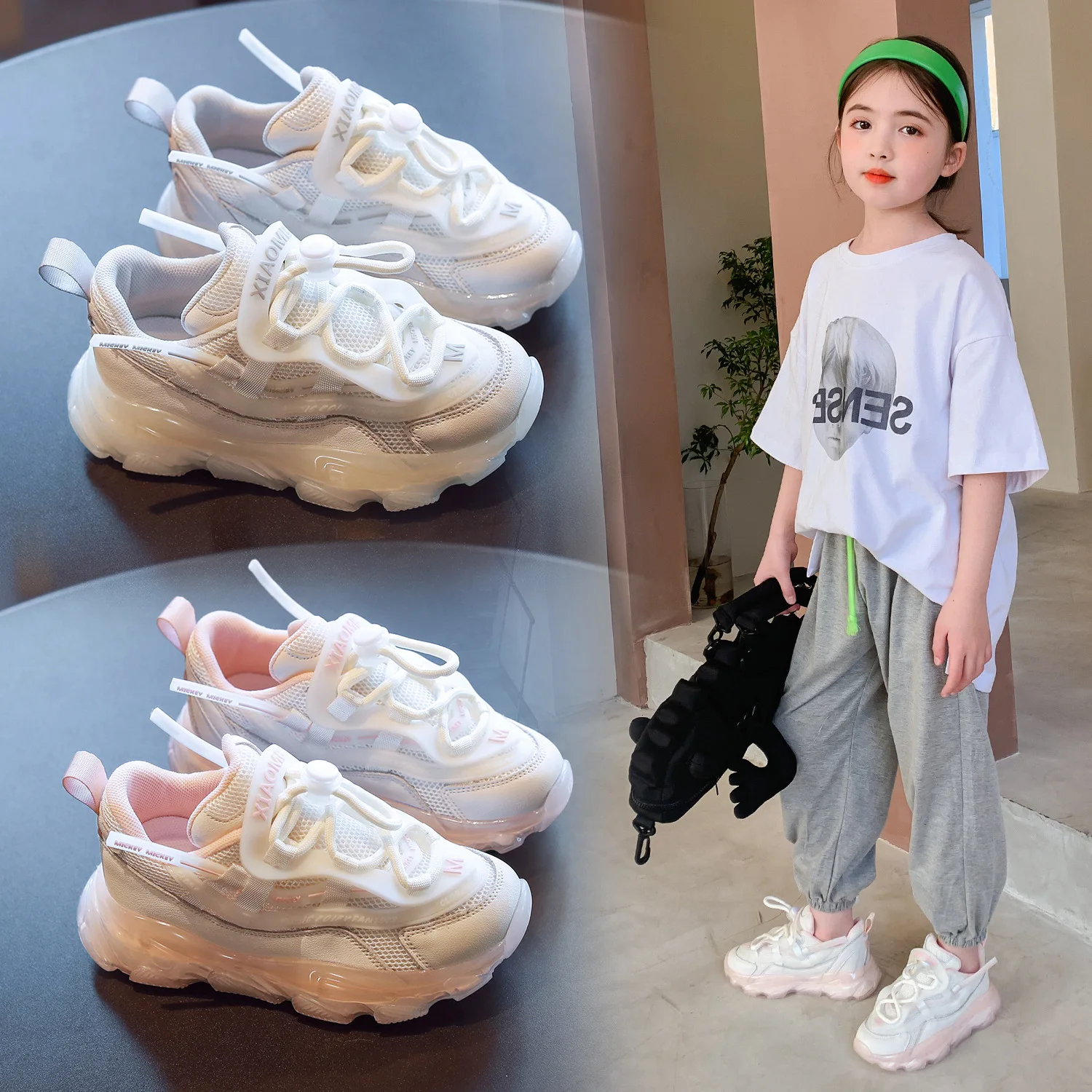 

Girls of portable torre breathable soft bottom shoes the new spring 2021 children casual shoes boy net surface sports shoes
