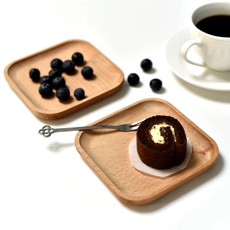 

Квадратные Деревянные Подносы для ювелирных изделий, тарелка для салата и закусок, десертная тарелка, уникальный сервировочный поднос, тар...