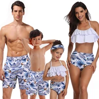 women sexy bikini suit mom daughter swimming wear dad son surffing shorts fashion summer beachlook family matching swimwear