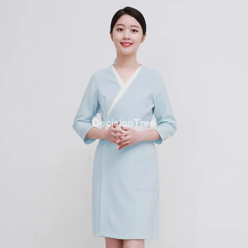 

2021 European and American style spa uniform clothes women beauty uniform waitress dresses beauty salon cosmetics uniforms