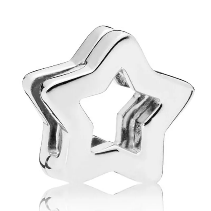 Original 925 Sterling Silver Smooth Reflexions Star Clip Stopper Lock Charm Fit Pandora Women Bracelet &amp Necklace Jewelry | Украшения и