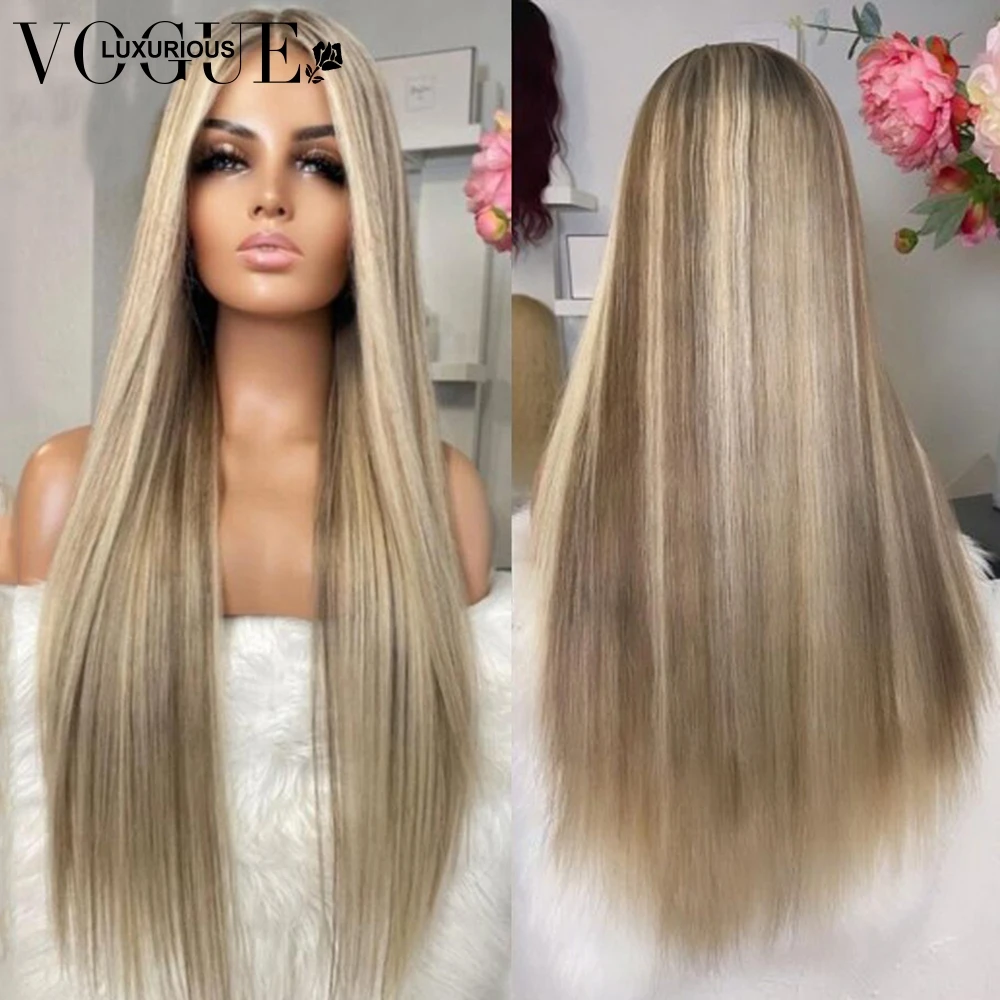

5x5 Ash Blonde Straight Lace Front Wig Highlight Human Hair Wigs Remy Transparent Lace Wigs For Women Human Hair