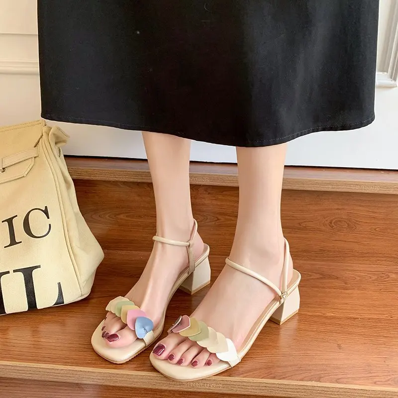 

Fashion Womens Shoes 2021 Med Roman Sandals Clear Heels Suit Female Beige Espadrilles Platform Luxury Summer New Comfort Medium