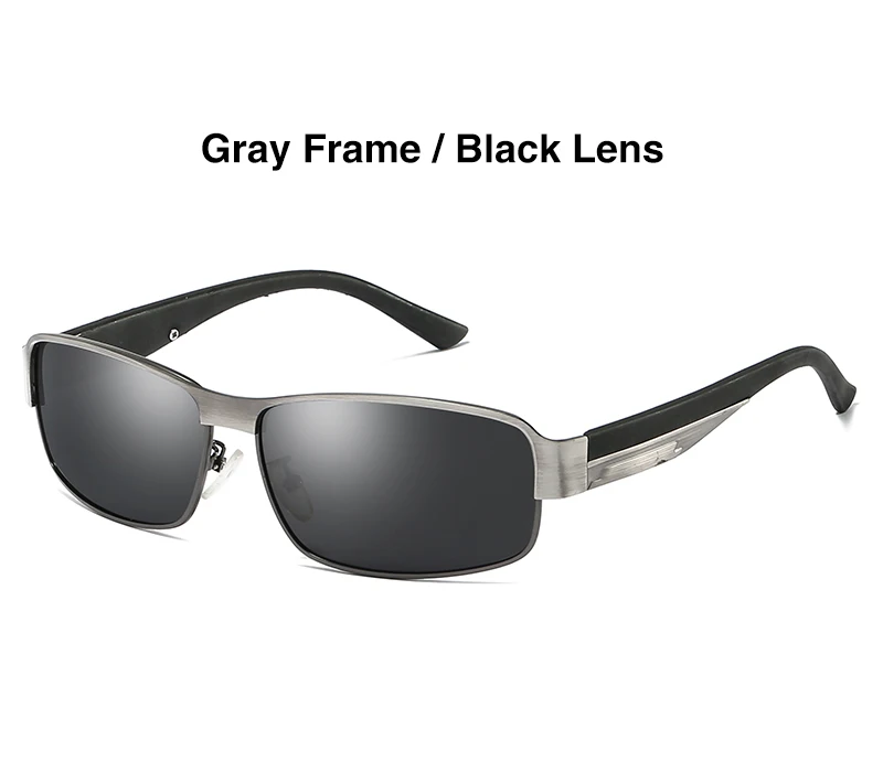 Gray Black AORON Мужские поляризационные солнцезащитные очки мужские прямоугольные солнцезащитные очки UV400 сплав Металлические очки - Цвет линз: Gray Black