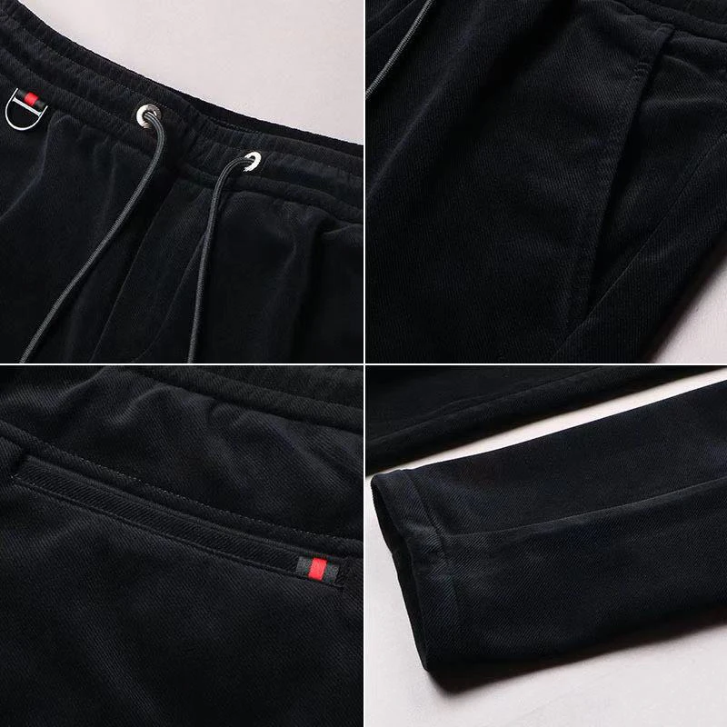 

Winter thick style | autumn and winter new men's casual pants elastic waist tether loose straight leg corduroy pants men's trend