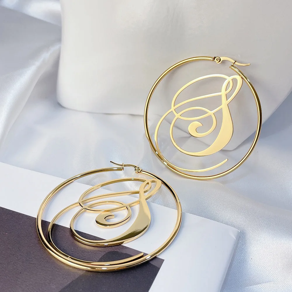 

Серьги-гвоздики женские из нержавеющей стали с буквами