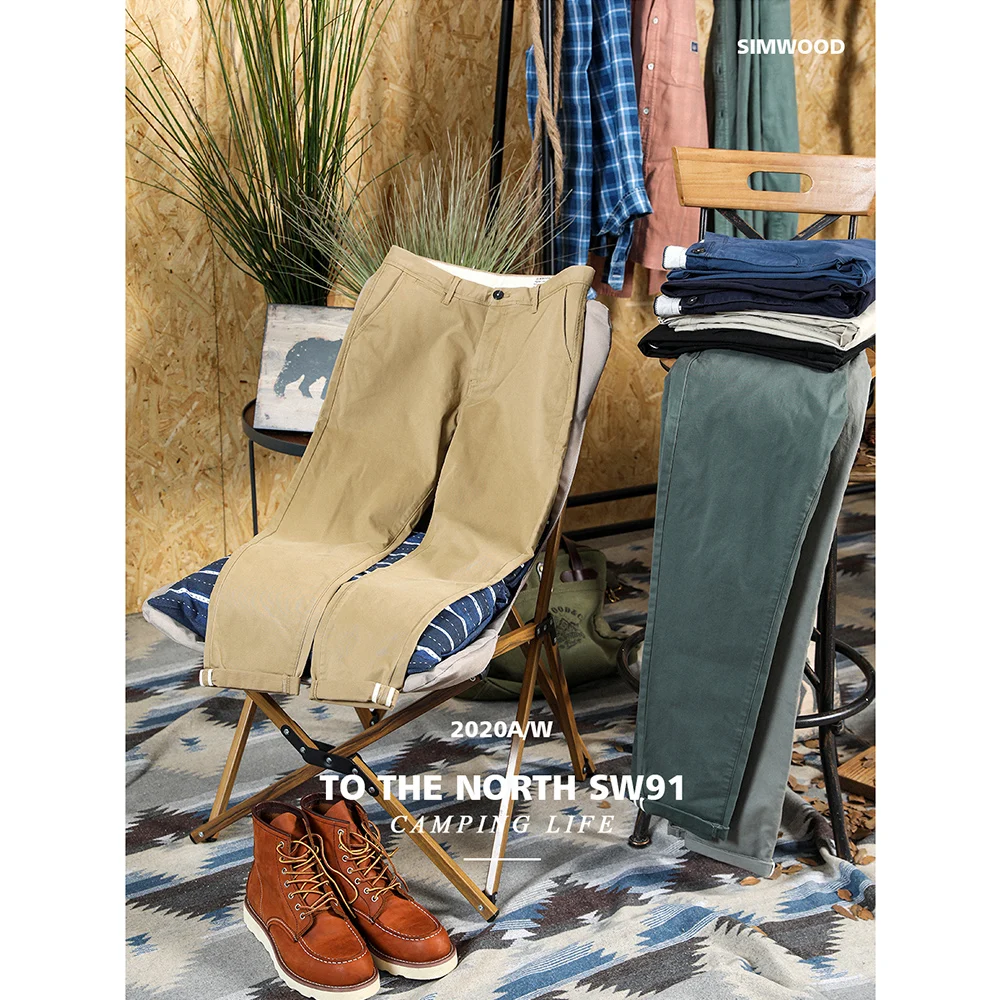 

2021 Spring winter new pants men cotton-twill Chinos slim fit tapered classical enzyme wash trousers