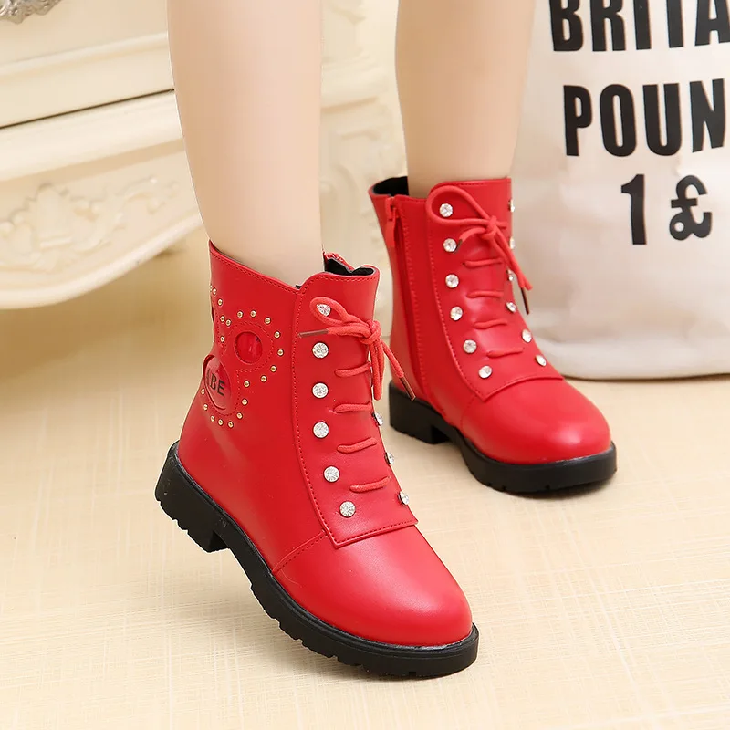 Ботинки для девочек Зимние новые детские ботинки Martin Бархатные теплые Модная