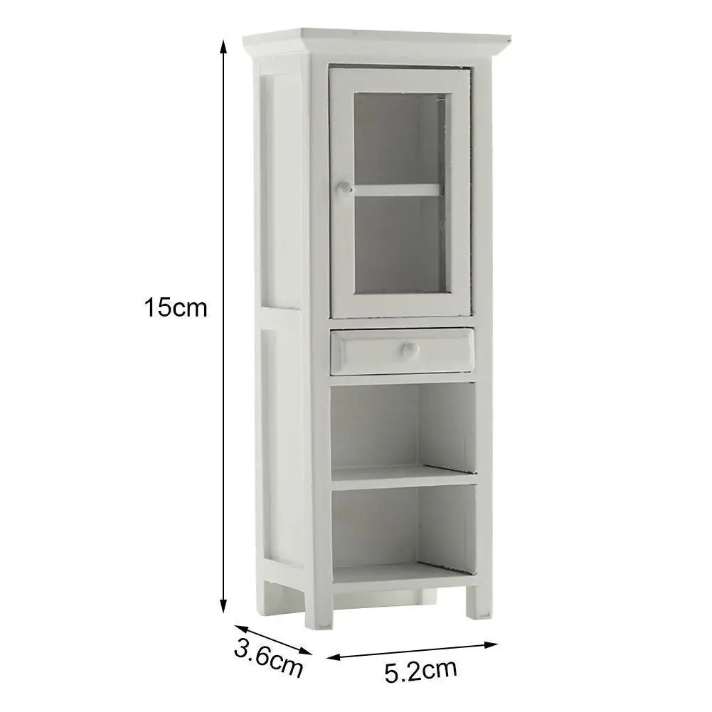 

1/12 Dollhouse Miniature Accessories Mini White Wood Storage Cabinet Simulation Furniture Model Toys For Doll House Decoration