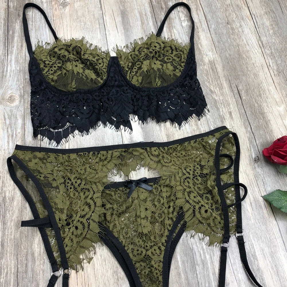 Женский сексуальный кружевной бандажный бюстгальтер топ трусики-стринги Модные