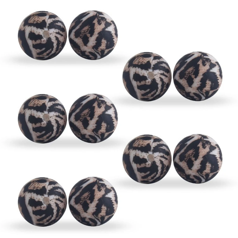

10Pcs/Pack 15mm Leopard Print Silicone Beads DIY Teething Pendant Accessories F3ME