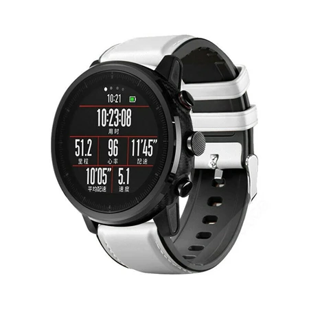 White Кожаный ремешок OLLLIVAN 22 мм для Xiaomi Amazfit GTR 47 мм 47 Stratos 2 2S Pace Band для huawei Watch GT 2 GT2 Band Silicon - Цвет: White