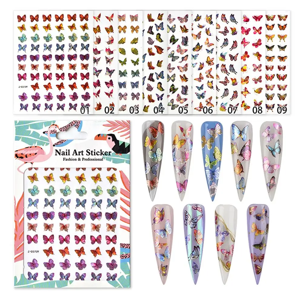 

Slider Colorful 3D DIY Laser Nails Decoration Manicure Accessories Butterfly Nail Art Stickers Nail Transfer Decals