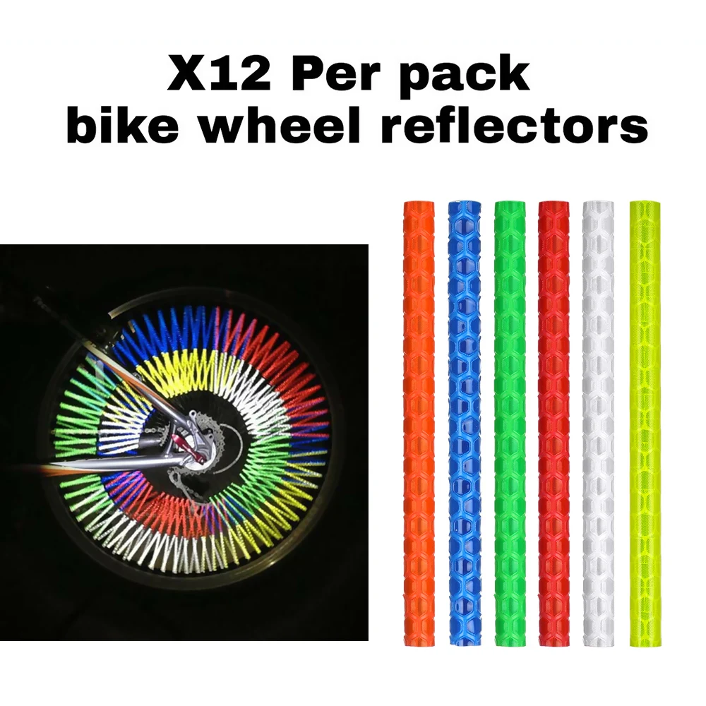 

12Pcs Bicycle Lights Wheel Rim Spoke Clip Tube Safety Warning Light Cycling Bike Strip Reflective Reflector Bicycle Accessories