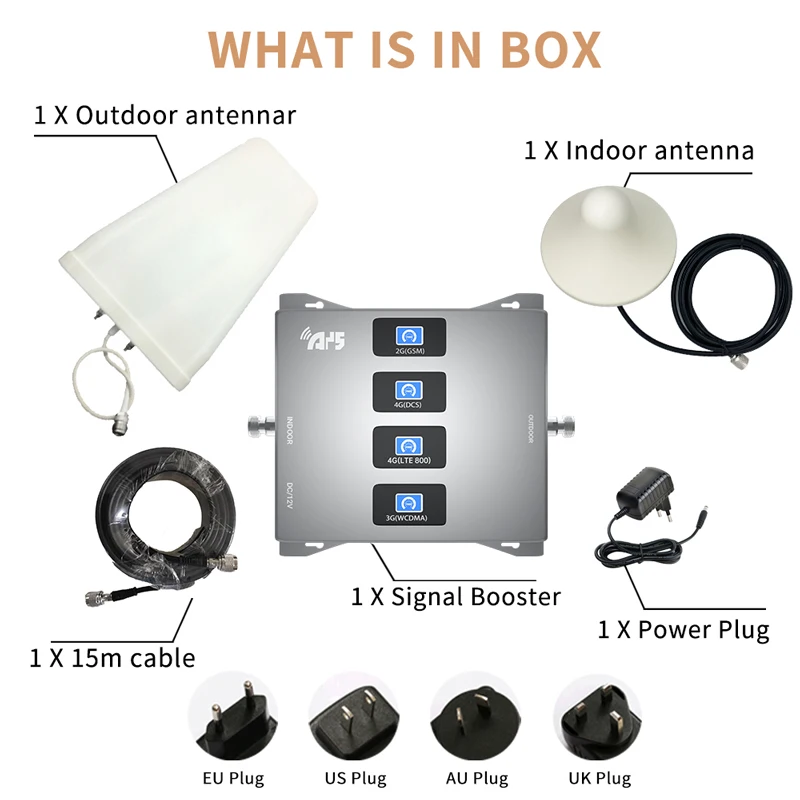 

2G 3G 4G Cellular Amplifier 850 800 900 1800 2100 2600Mhz Cell Phone Booster Four-Band Mobile Signal Repeater LTE GSM UMTS DCS