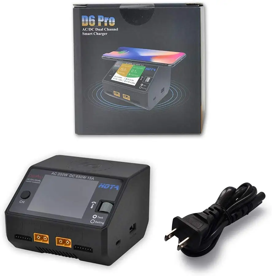 HOTA D6 Pro умное зарядное устройство AC200W DC650W 15A для Lipo LiIon NiMH батареи с iPhone samsung беспроводной зарядки